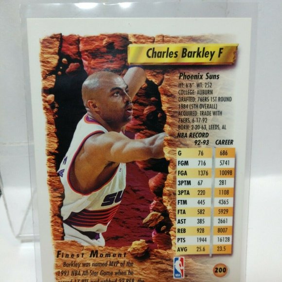 Topps Finest Refractor #200 Charles Barkley Hall of Fame Grade Quality SFH - Picture 2 of 14